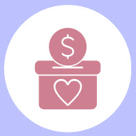 Money Box with a heart on it and a coin going into the box.